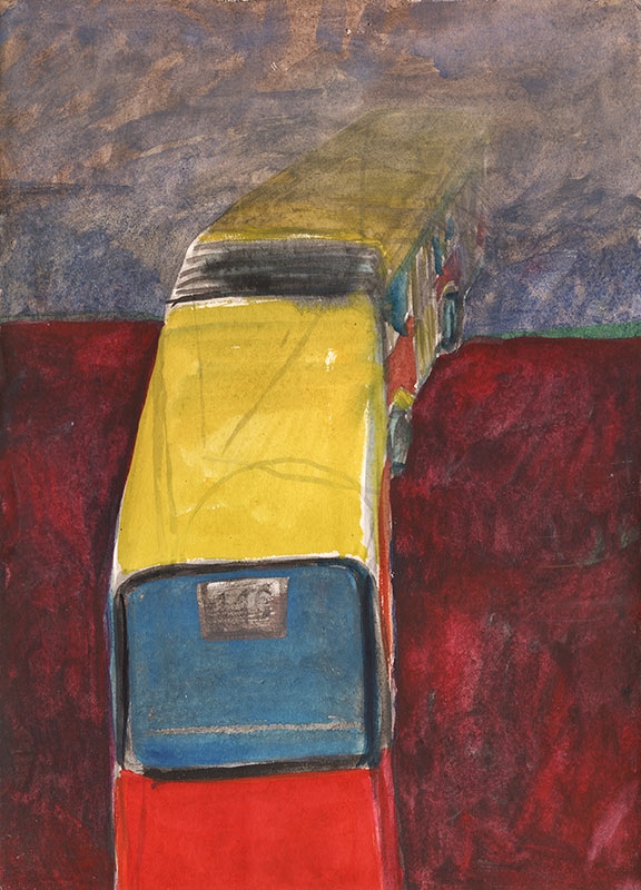 Malarstwo - Autobus we mgle