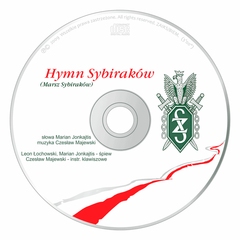 projekt okładki płyty CD z marszem Sybiraków