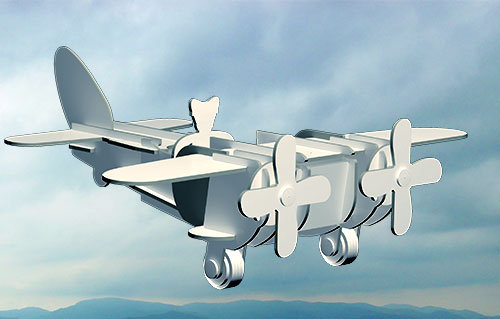Samolot z papieru, wizualizacje 3D