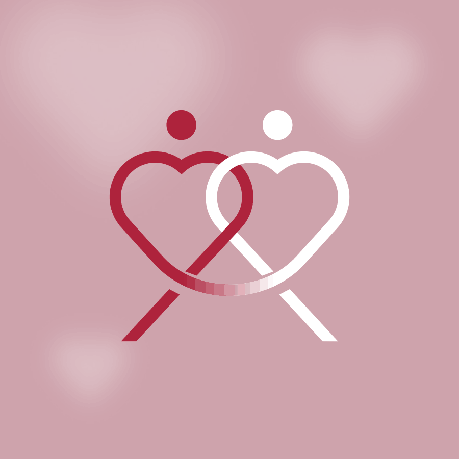 narysowany symbol dwuch splecionych serc