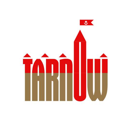 napis Tarnów wpisany w kształt ratusza w Tarnowie