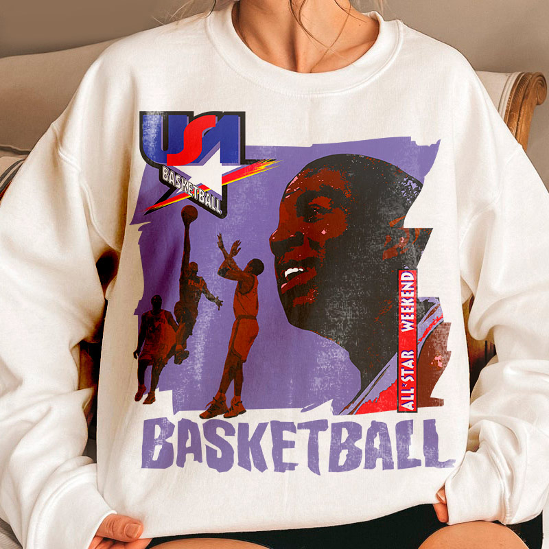 bluza z nadrukiem z koszykarzami amerykańskimi