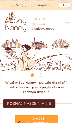 projekt strony internetowej Say Nanny wersja na urządzenia mobilne